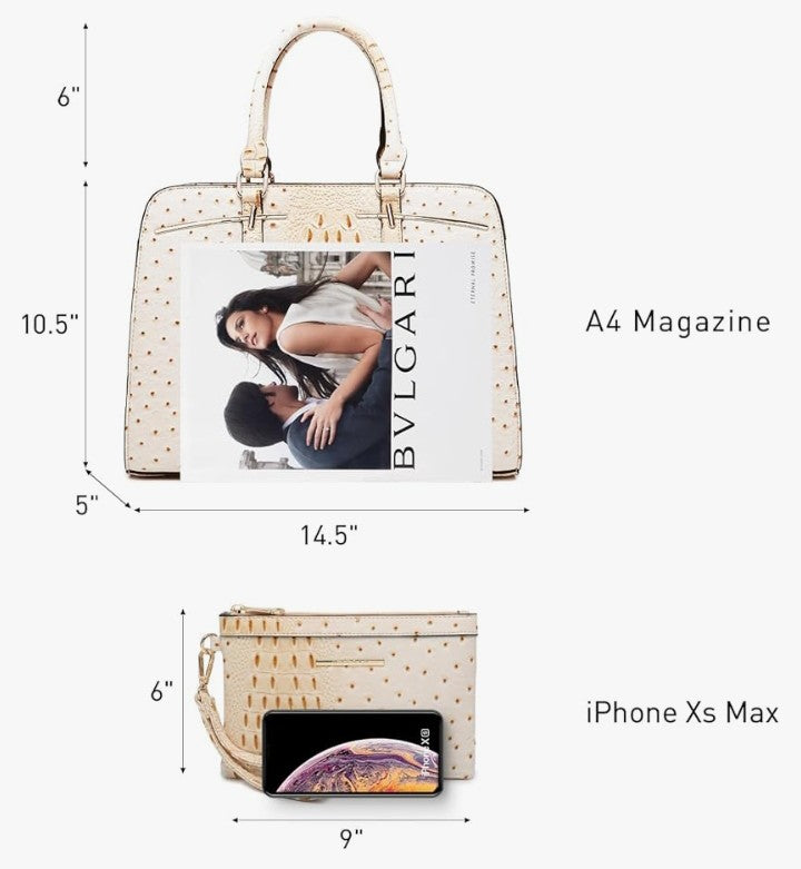 Women Handbag Wallet Tote Bag Shoulder Bag Hobo Bag Top Handle Satchel Purse Set 2pcs w/ 3 Compartments