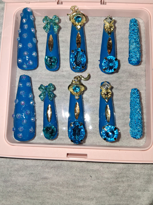 COCOMONEY NAILS CUSTOM 1 OF 1 GLUE ON PRESS ON COMES WITH FREE GIFTS #p63
