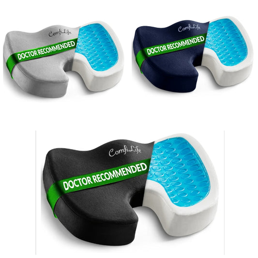 Gel Enhanced Seat Cushion – Office Chair Cushion – Non-Slip Gel & Memory Foam Coccyx Cushion for Tailbone Pain - Desk Chair Car Seat Cushion Driving - Sciatica & Back Pain Relief