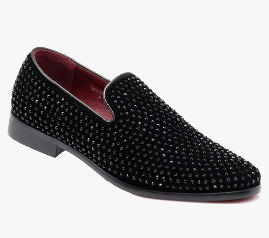 Velvet Rhinestone Designer Dress Loafers Slip On Shoes Classic Tuxedo Dress Shoes