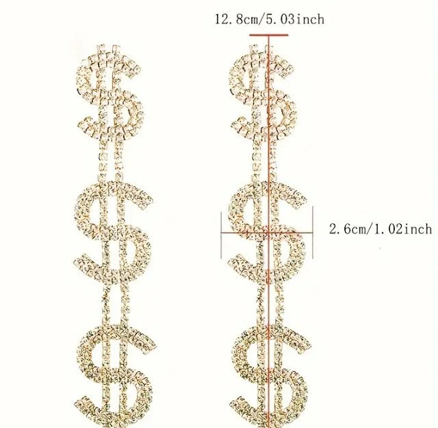 MONEY EARRINGS DOLLAR SIGN