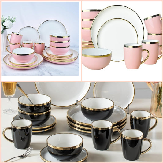 Ceramic Dinnerware Sets for 4, Modern Flat Stoneware Plates and Bowls Sets,Chip and Crack Resistant Dishwasher & Microwave Safe Dishes Set,Scratch Resistant- Service for 4