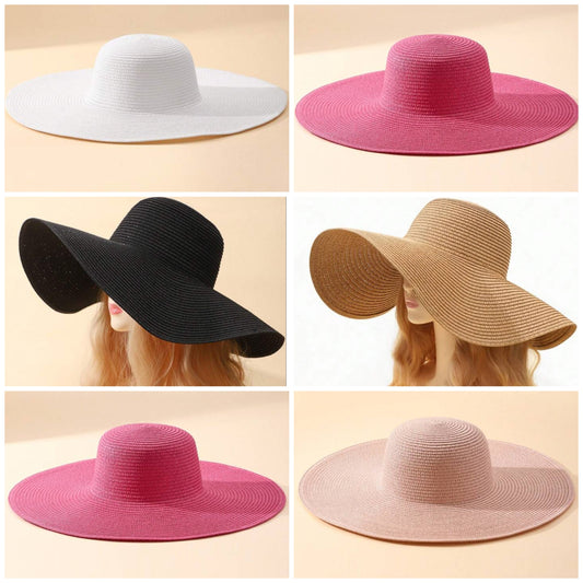 Wide Brim Straw Hat Boho for tanning beach pool side outdoor gardening vacation events parties straw hat COCOMONEY