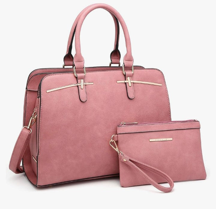 Women Handbag Wallet Tote Bag Shoulder Bag Hobo Bag Top Handle Satchel Purse Set 2pcs w/ 3 Compartments