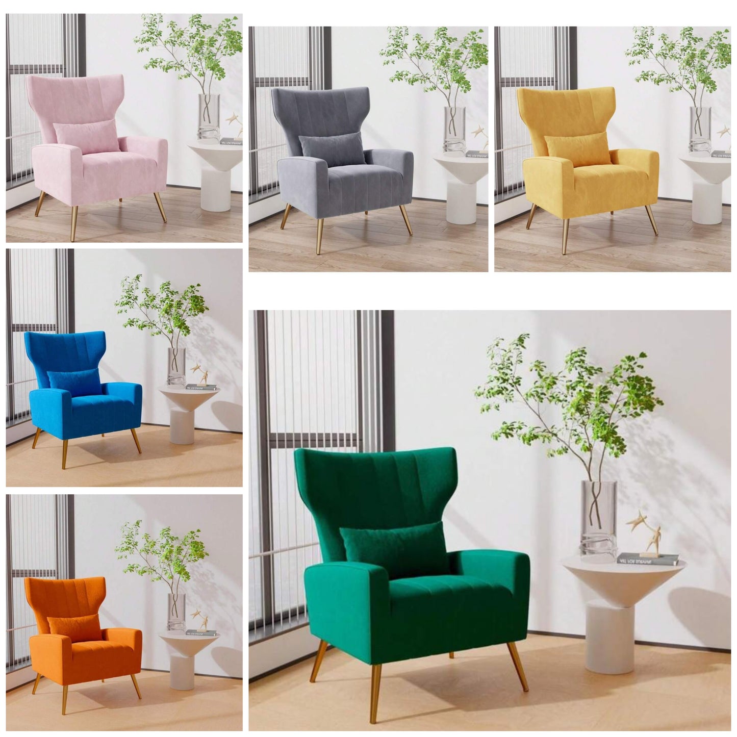 1Pc Modern Velvet Armchair With High Back,Upholstered Accent Chair For Living Room Bedroom