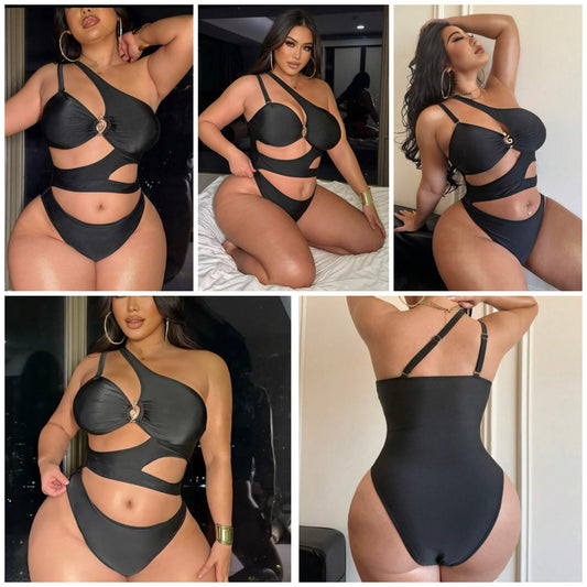 Sexy Adjustable Strap Plus Size One-Piece Swimsuit, Cocomoney