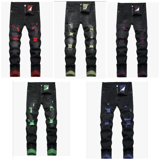 Men's Slim Fit Stretch Jeans Ripped Skinny Jeans for Men, Fashion Distressed Straight Comfort Flex Waist Pants
