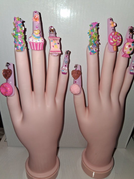 COCOMONEY NAILS CUSTOM 1 OF 1 GLUE ON PRESS ON COMES WITH FREE GIFTS #o90
