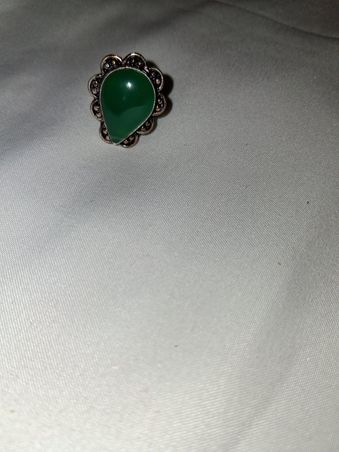 925 sterling silver green stone ring size 10 COCOMONEY