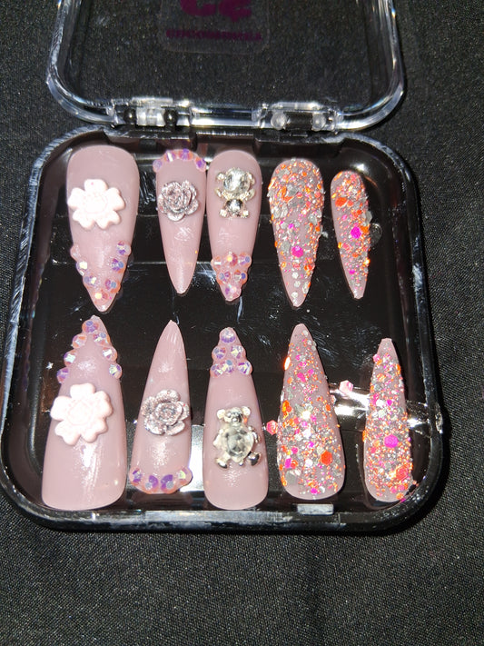 COCOMONEY NAILS CUSTOM ONE OF A KIND PIECES WITH NAIL BAG AND FREE GIFTS ACRYLIC