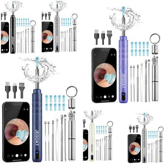 Ear Wax Removal Tool Camera, Ear Cleaner with Camera, Ear Cleaning Kit 1296P HD Ear Scope, 6 LED Lights and 12 Ear Picks, Earwax Removal with Otoscope to Earify Earwax for iOS and Android