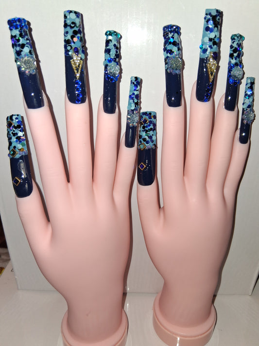 COCOMONEY NAILS CUSTOM 1 OF 1 GLUE ON PRESS ON COMES WITH FREE GIFTS #o88