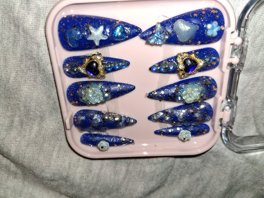 COCOMONEY NAILS CUSTOM 1 OF 1 GLUE ON PRESS ON COMES WITH FREE GIFTS #b79
