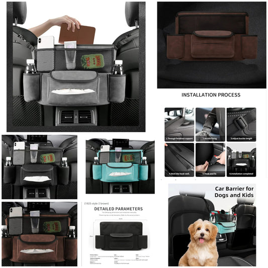 Car Handbag Holder Between Seats Suede Large Capacity Car Purse Holder Automotive Consoles & Organizers for Document Phone Storage Car Organizer