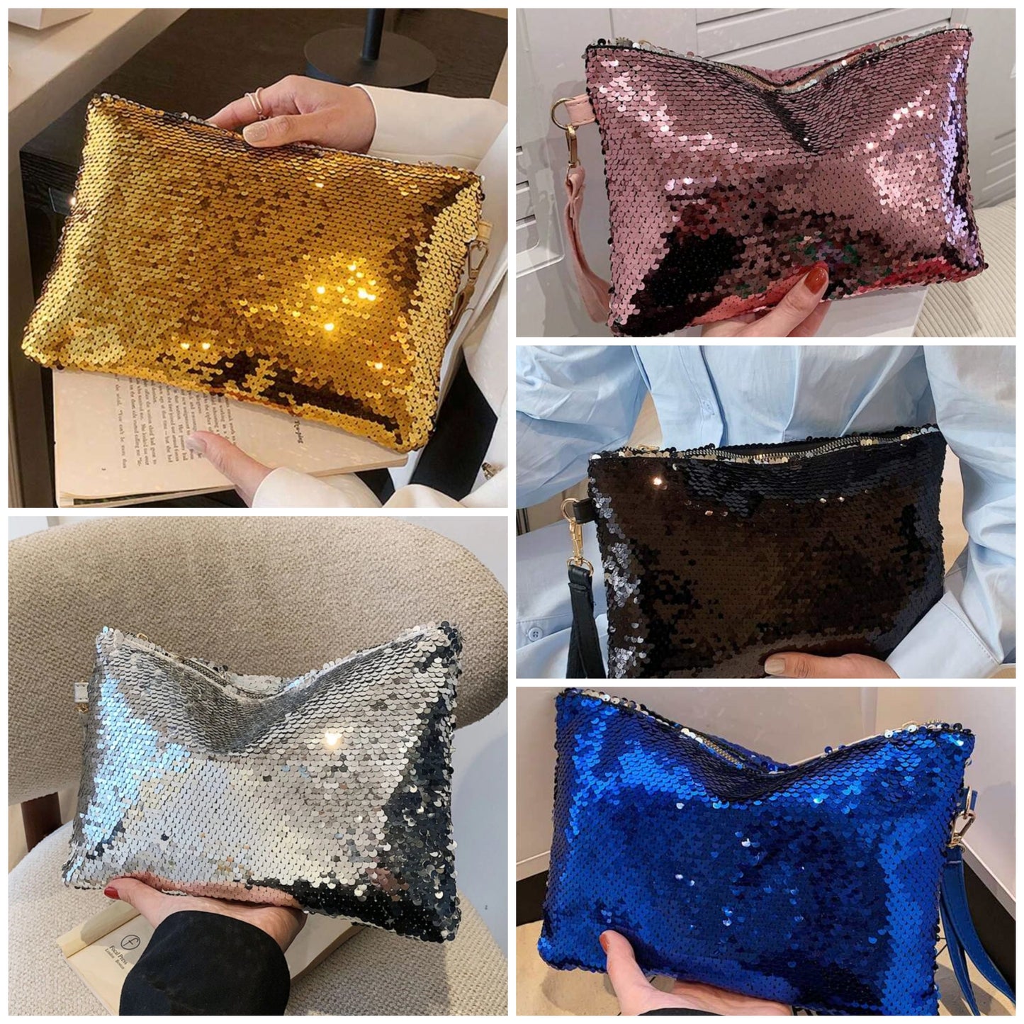 Sequin Embroidered Makeup Bag, Fashionable Women's INS Travel Organizer Pouch, Large Capacity Portable Toiletry Bag, Wholesale Shiny Clutch COCOMONEY