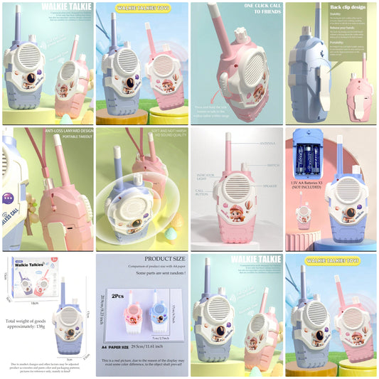 2pcs Kids Walkie Talkies Toy, Pink & Purple Long Range Wireless Transceiver For Indoor Outdoor Sports Activities, Educational & Parenting Interaction, Gift For Boys & Girls, Accessories Randomly Included, Batteries Not Included, With Children abs