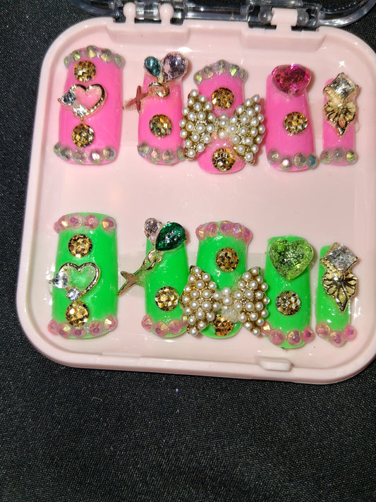 COCOMONEY NAILS CUSTOM 1 OF A KIND PIECES ACRYLIC COMES WITH FREE GIFTS