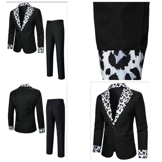 Leopard Print Casual Fashion Men's Suit COCOMONEY