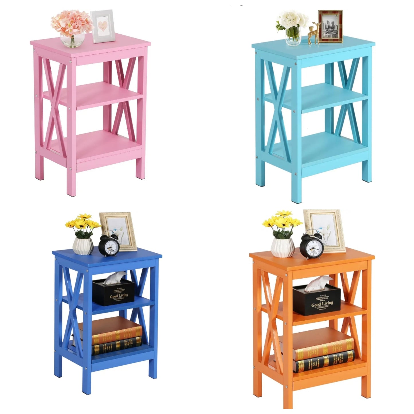 Night Stands Side/End Table with Storage Shelf Nightstands for Children's Room Living Room Bedroom,Pink