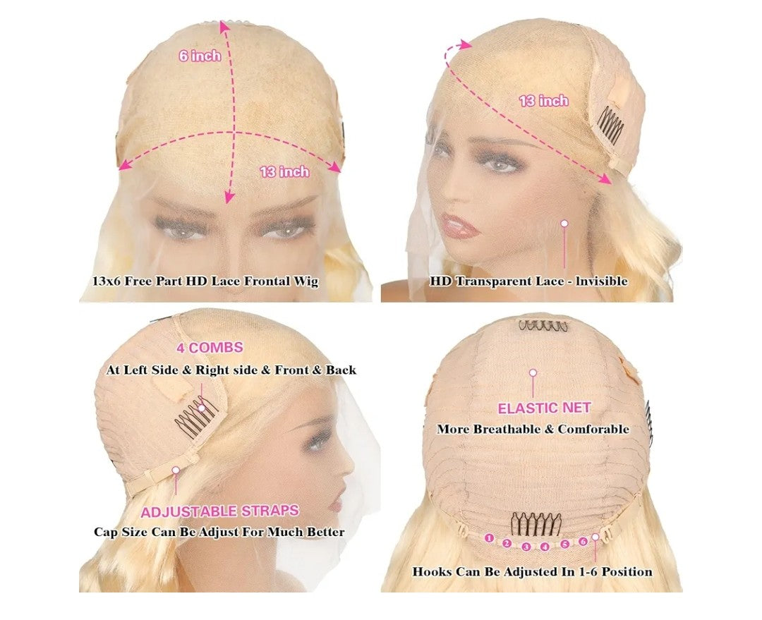 13x6 Lace Front Wig Human Hair 200 Density Body Wave Blonde Lace Front Wigs Human Hair 28 Inch Full & Thick 613 HD Lace Frontal Wig Pre Plucked with Baby Hair for Women.
