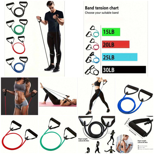 1pc 5-Level Resistance Bands Set With Handles, Fitness Stretch Bands For Home Workout, Pilates, And Body Shaping