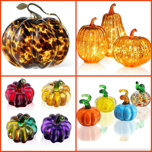 Glass pumpkin sets or silgle leopard print choose what set you want by number