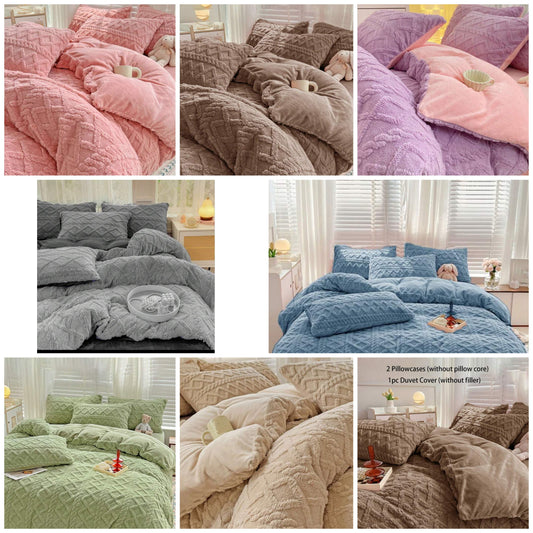 3pcs Deep Plush Crystal Velvet Cozy And Soft Duvet Cover Set, Suitable For Bedroom, Guest Room 1 set of 3