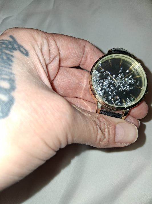 Womens watch loose stones black only 1