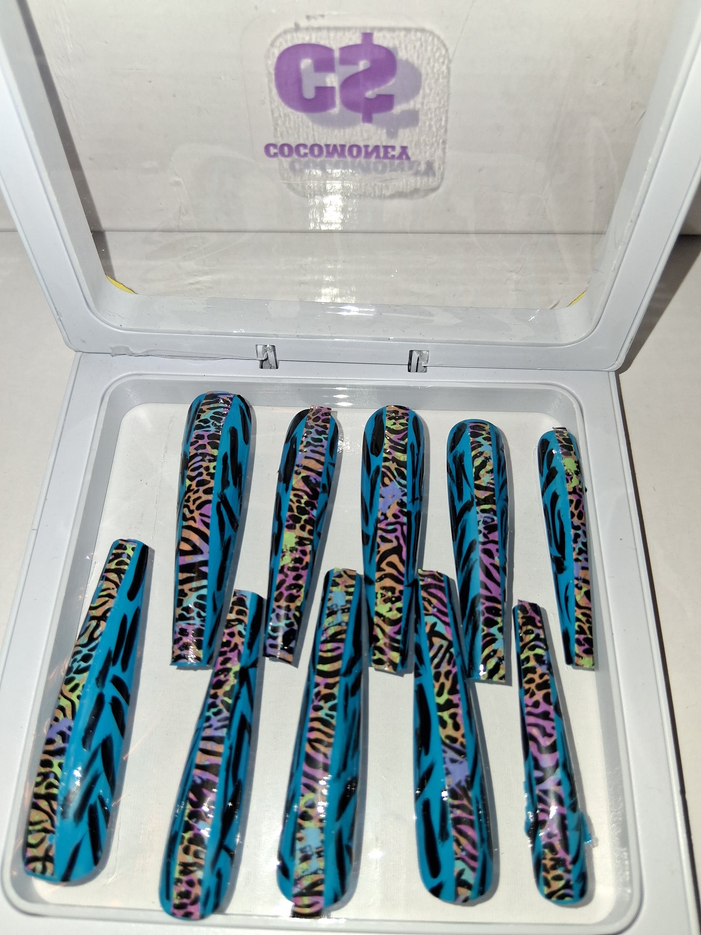 COCOMONEY NAILS CUSTOM 1 OF 1 GLUE ON PRESS ON COMES WITH FREE GIFTS #o54