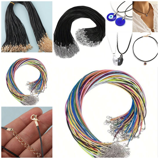 100Pcs Waxed Necklace Cord Necklace Rope String With Clasp For DIY Bracelet Pendant Bangle Jewelry Making