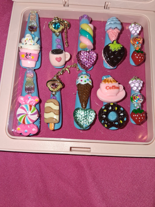 COCOMONEY NAILS CUSTOM 1 OF 1 GLUE ON PRESS ON COMES WITH FREE GIFTS #p4
