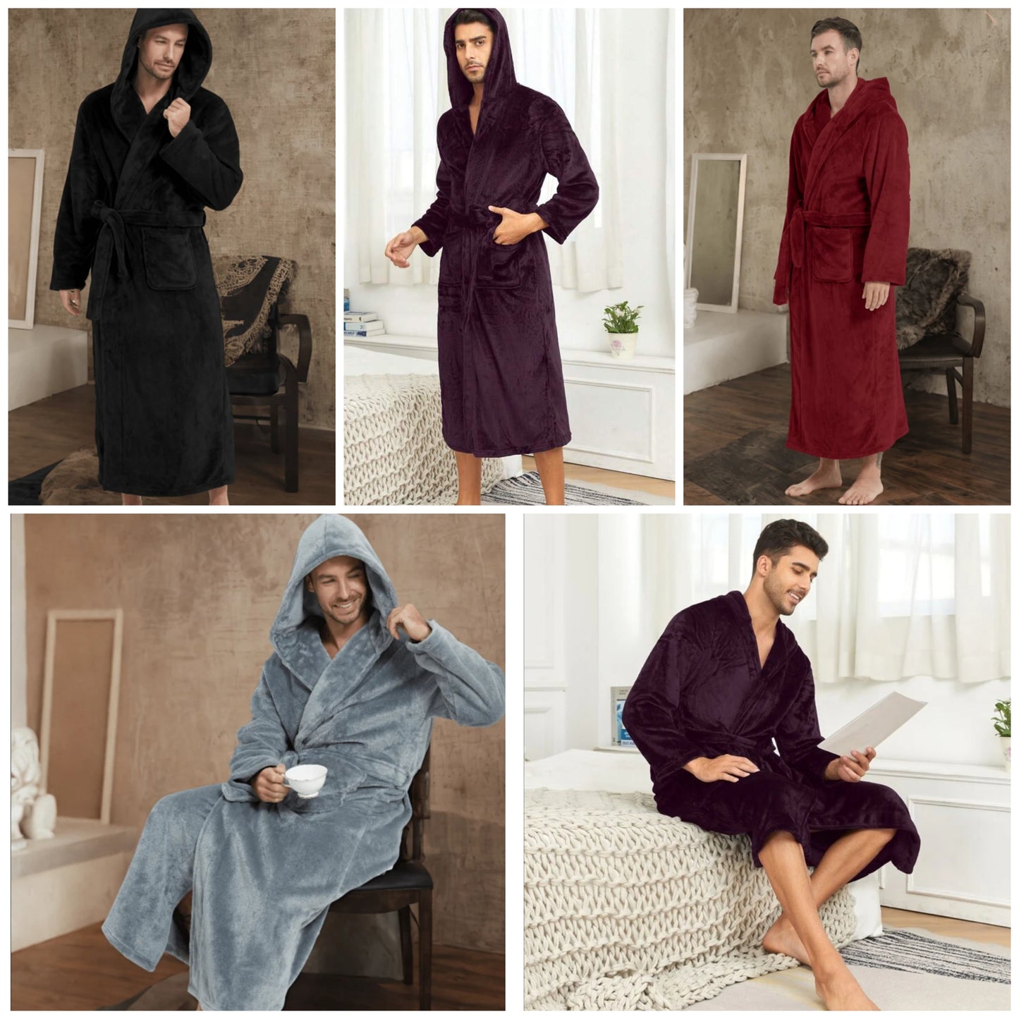 1pc Double-Layer Flannel Luxury Couple Bathrobe, Warm Home Wear COCOMONEY