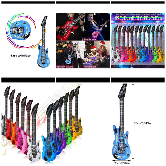 Inflatable Guitar, Rock And Roll Party Decorations, Blow Up Guitars For Adults, Inflatable Guitar Props, Wedding And Photo Booth Props, Birthday Party Decorations, Home Decor, Party Supplies, Guitar Gifts, Gifts For Women Men kids pp