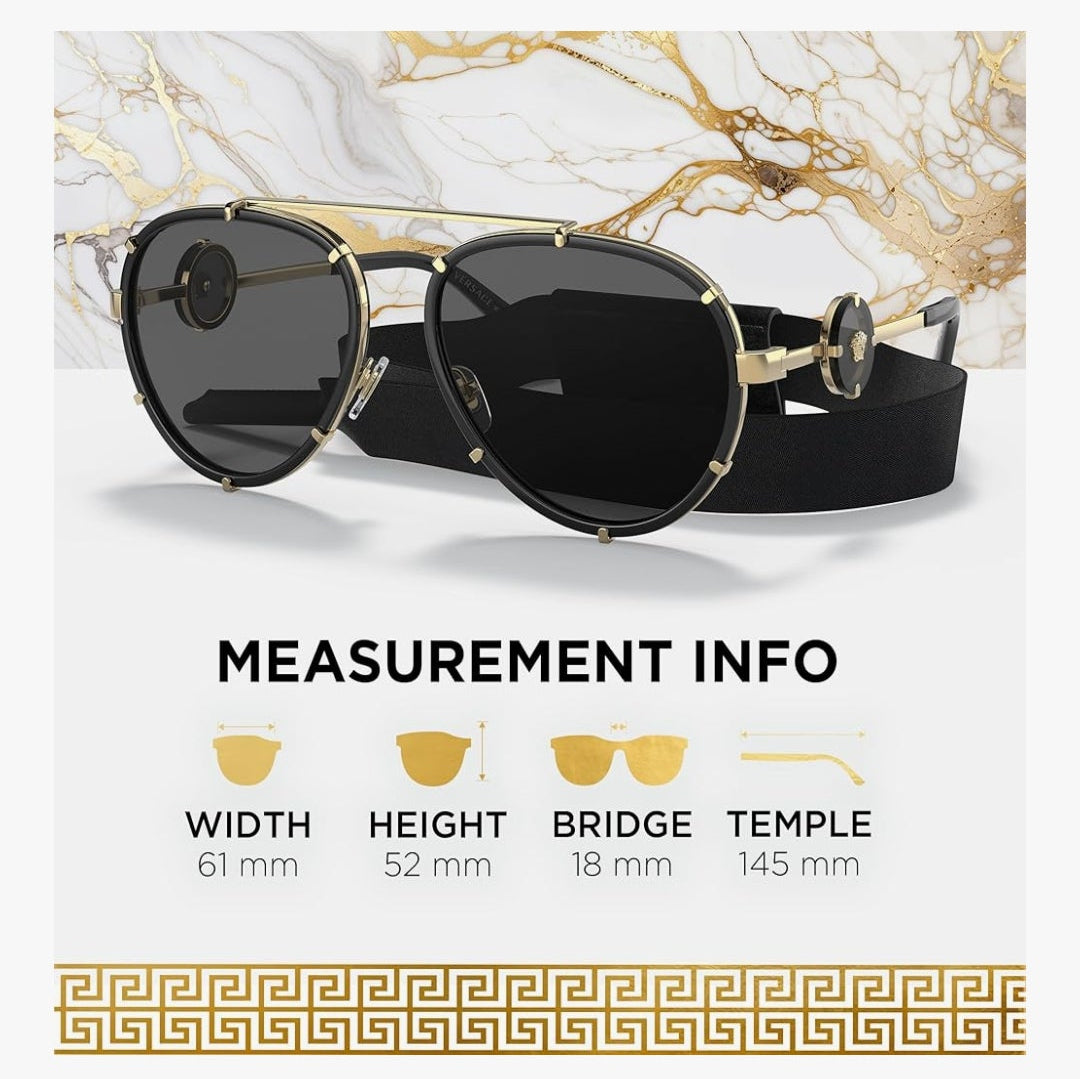 VERSACE VE2232 Medusa PILOT Shape Sunglasses with Luxury Eyewear kit
