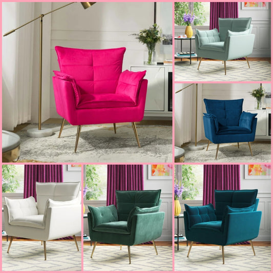 Tufted Back Upholstered Armchair Velvet
