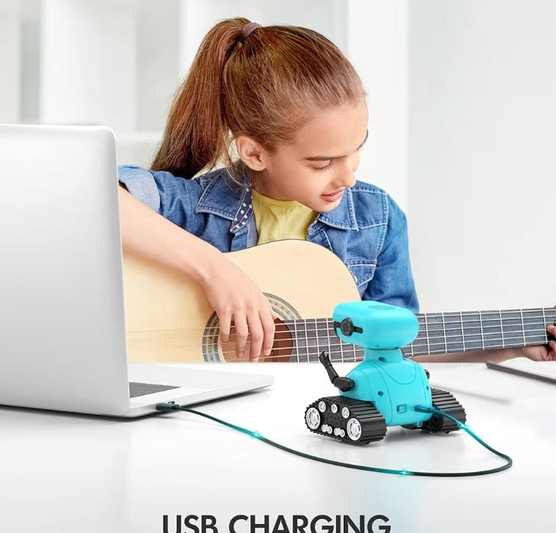 Robot Toy, Rechargeable RC Robot for Kids, Remote Control Toy with Music and LED Eyes, Gift for Children Age 3 Years and Up