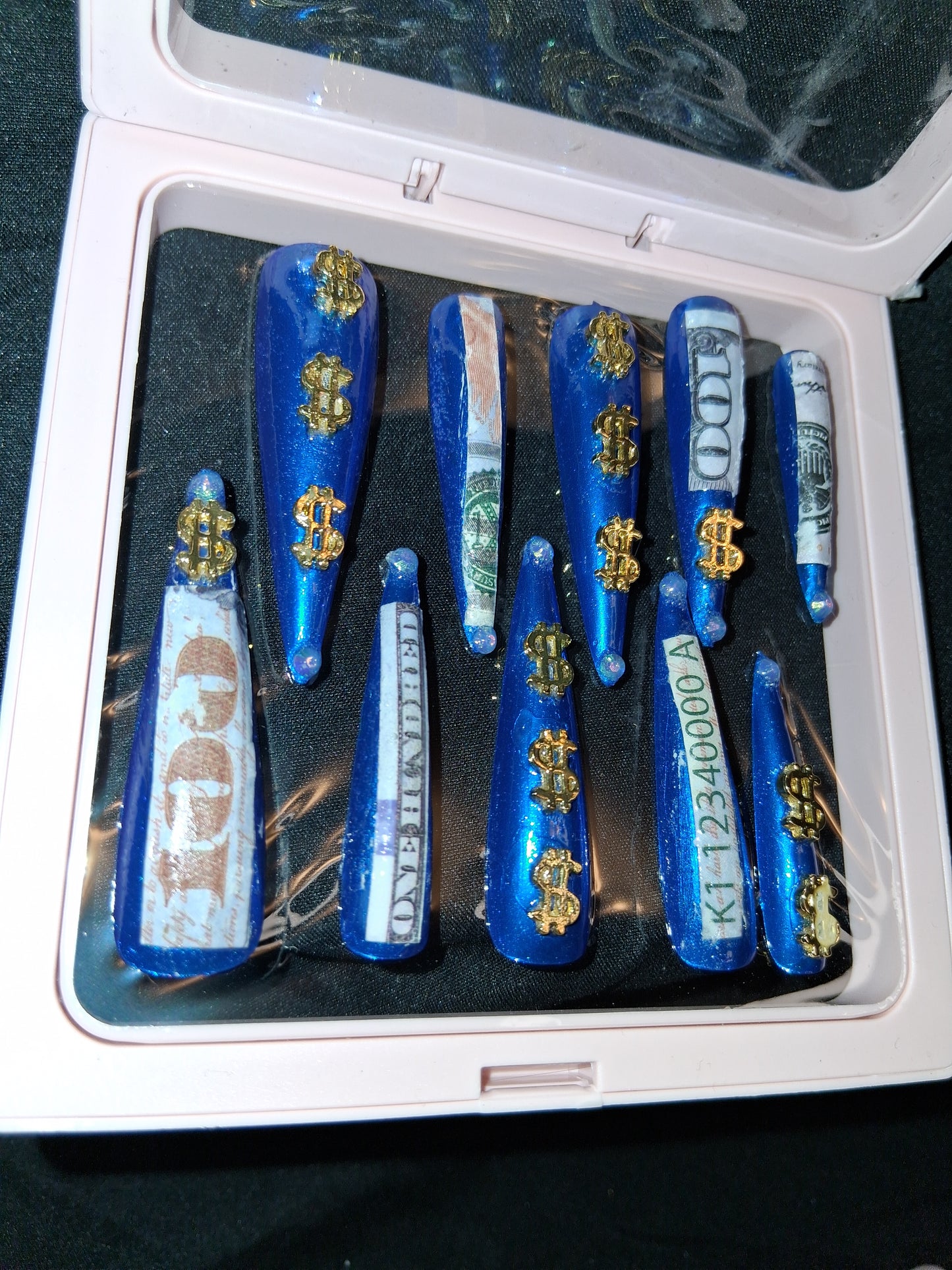 COCOMONEY NAILS CUSTOM 1 OF 1 GLUE ON PRESS ON COMES WITH FREE GIFTS #o78
