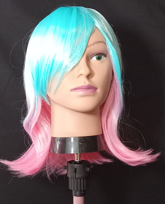 COCOMONEY WIG LIGHT BLUE AND LIGHT PINK STRAIGHT WITH BANGS