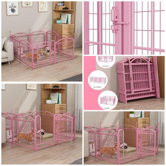 24 Inch Dog Playpen Indoor 8 Panels Metal Dog Pen Pet Dog Fence Outdoor Exercise Pen With Doors, Heavy Duty Dog Fence Puppy Pen For Large Medium Small Dogs Indoor Outdoor Foldable Pet Exercise Pen