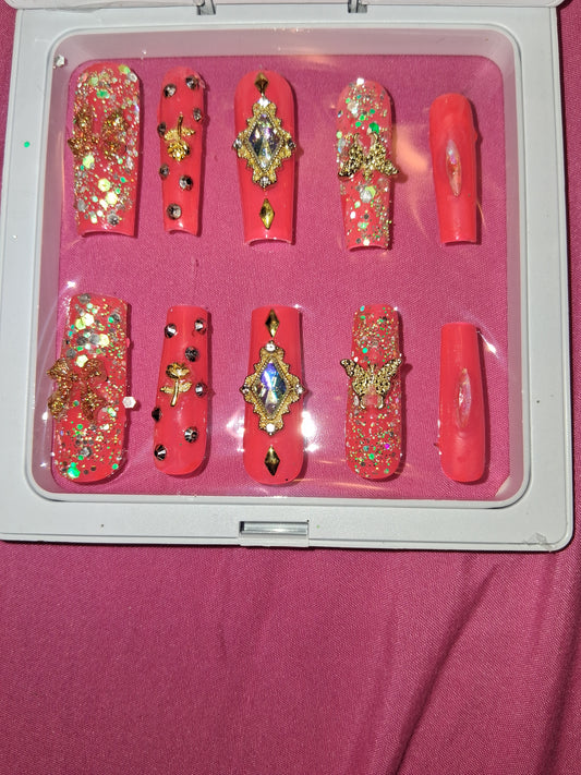 COCOMONEY NAILS CUSTOM 1 OF 1 GLUE ON PRESS ON COMES WITH FREE GIFTS #o3