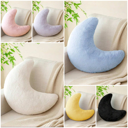 1pc Moon Pillow, Soft Faux Rabbit Fur Decorative Cute Pillow For Bedroom, Bed And Sofa Moon Cushion, Easter Decorative Pillow For Spring Sofa, Bedroom, Living Room,