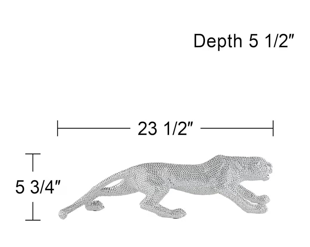 23 1/2" Wide Electroplated Silver Leopard Sculpture