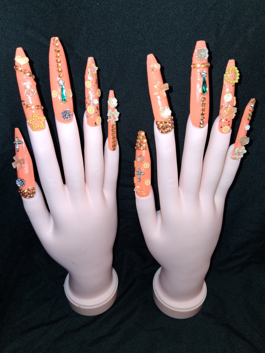 COCOMONEY NAILS CUSTOM 1 OF 1 GLUE ON PRESS ON COMES WITH FREE GIFTS #o60