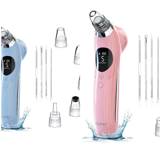 Blackhead Remover Vacuum Facial Pore Cleaner Electric Comedone Whitehead Extractor 5 Suction Probes and 5 Suction Levels Rechargeable Black Heads Remover Tools for Women & Men Facial Skin Care