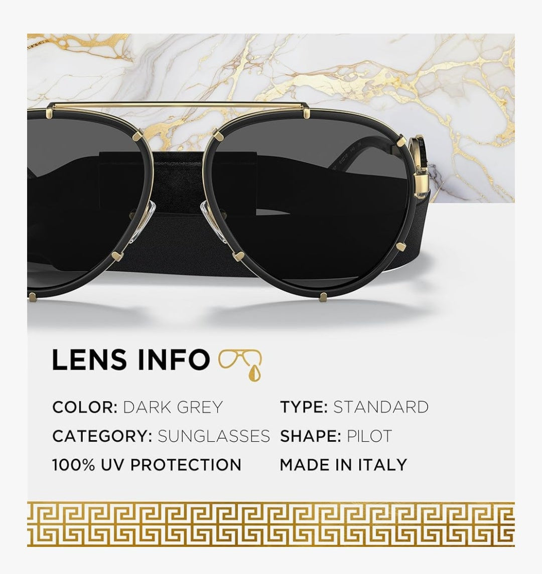 VERSACE VE2232 Medusa PILOT Shape Sunglasses with Luxury Eyewear kit