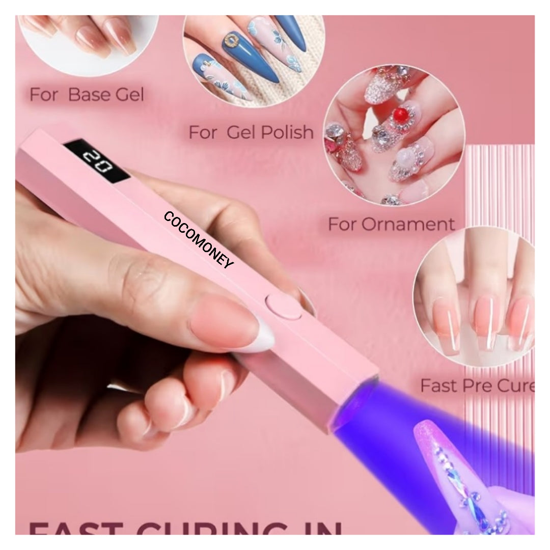 UV Nail Light Handheld UV Light for Nails 3W Portable Led Lamp with 2 Timer Settings 20/60s for Gel Polish Home DIY Salon Women(Pink)