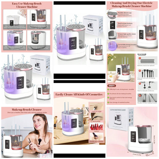 3 IN 1 Electric Makeup Brush Cleaner Machine With Makeup Brush Dryer-Holder-Portable Automatic USB Cosmetic Brushes Cleaner Tool For All Size Beauty Makeup Brush Set,Contour, Eyeshadow, Blush Brush
