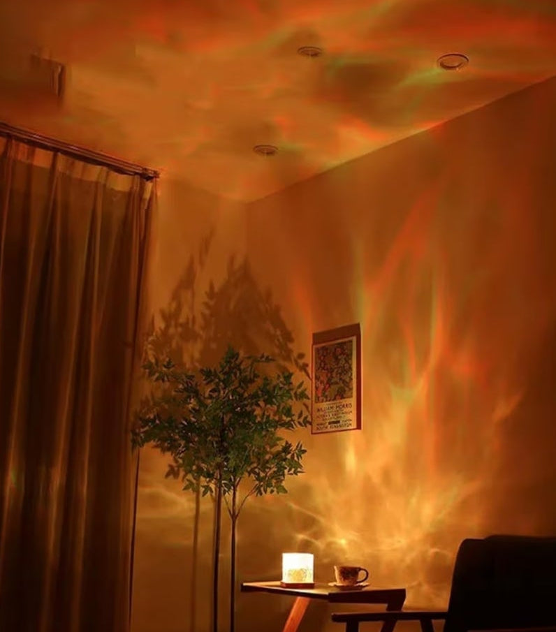 Ocean Wave Projector Light, 16-Color Luminorthe Cube Lamp & App Remote, 3D Holographic Water Ripple Romantic Ambient Lighting for Child's Room, Meditation Relaxation, Night Light