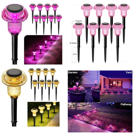Solar Pathway Lights Outdoor Solar Mushroom Lights Outdoor 8 Pack Outside LED Lighting Stake Waterproof for Path, Lawn, Garden,Driveway, Landscape,Backyard,Courtyard