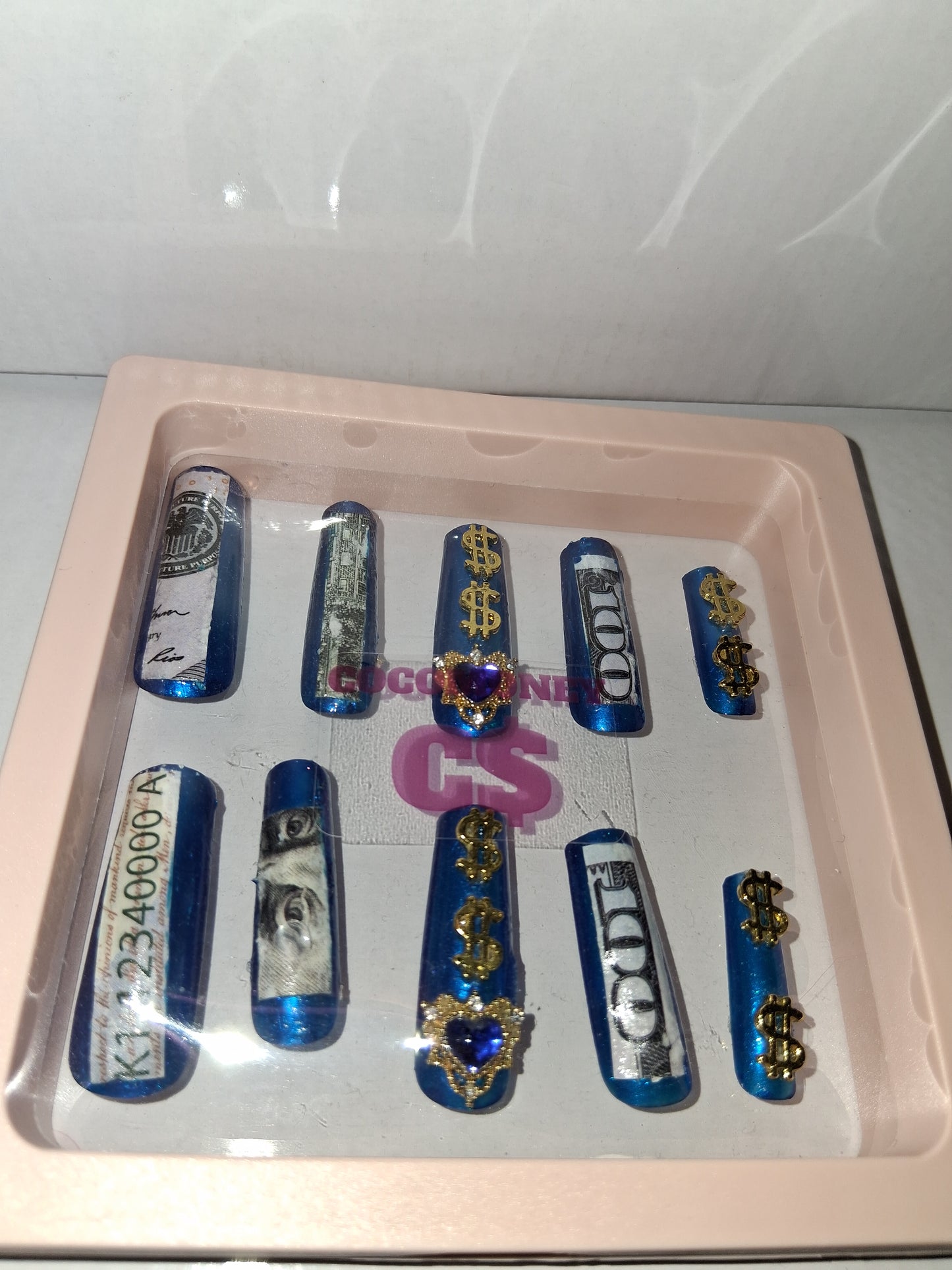 COCOMONEY NAILS CUSTOM 1 OF 1 GLUE ON PRESS ON COMES WITH FREE GIFTS #o48